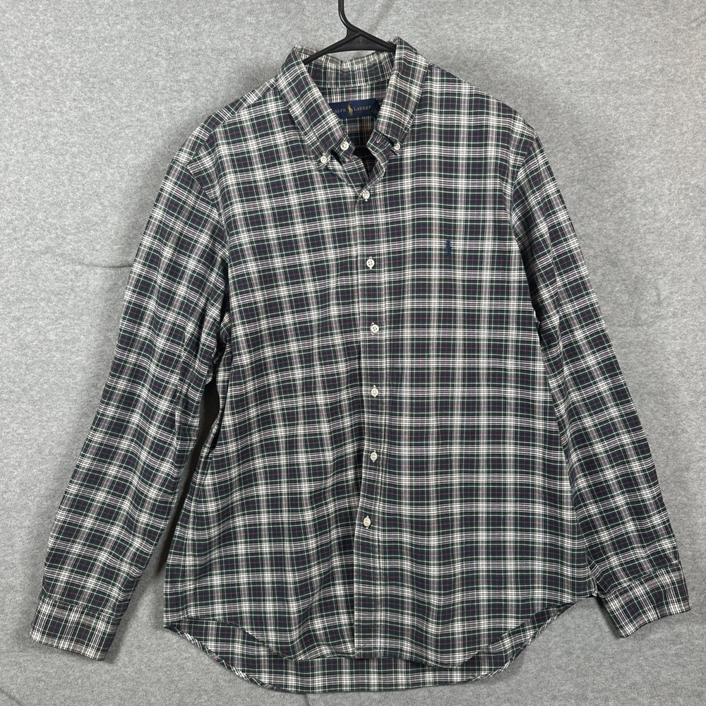 Polo Ralph Lauren Mens XL Green Plaid Poplin Button Down Long Sleeve Shirt